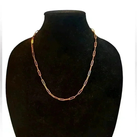 Goldtone Paperclip Chain Women's Necklace - Picture 1 of 2
